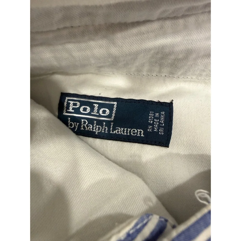 Polo Ralph Lauren Mens Blue White Seersucker Striped Chino Shorts Size 30